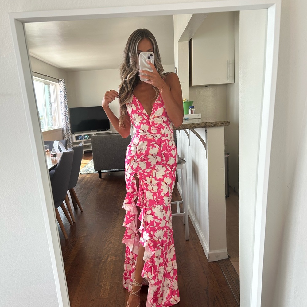 Hello Molly Pink and White Floral Maxi Dress